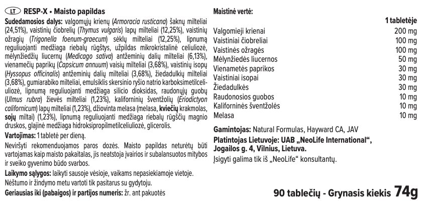 RESP-X maisto papildas su vaistažolėmis