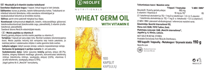 Wheat Germ Oil with vitamin E, maisto papildas