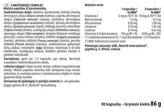 Carotenoid Complex, maisto papildas