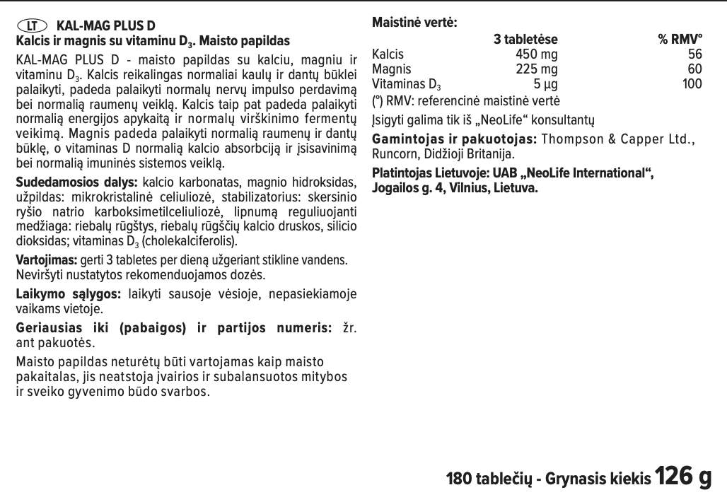 Kal-Mag- Plus D, mineralinis maisto papildas
